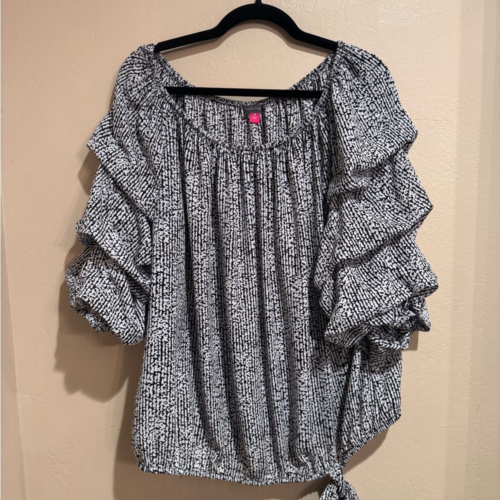 Vince Camuto Black and White Ruffled Blouse